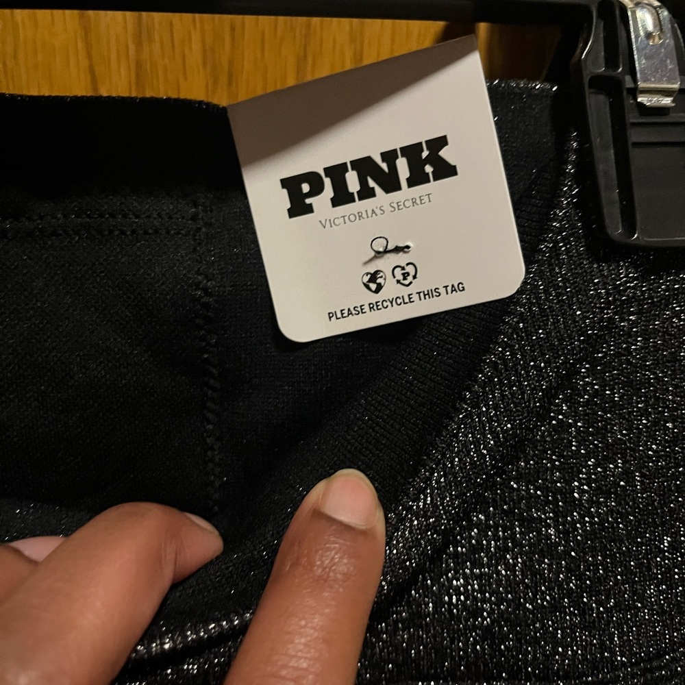 NWT VS/PINK Seamless Black Glitter Leggings - Picture 6 of 6